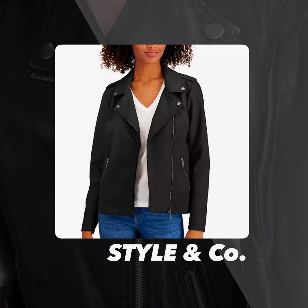 EUC Style & Co Faux Leather Moto Jacket